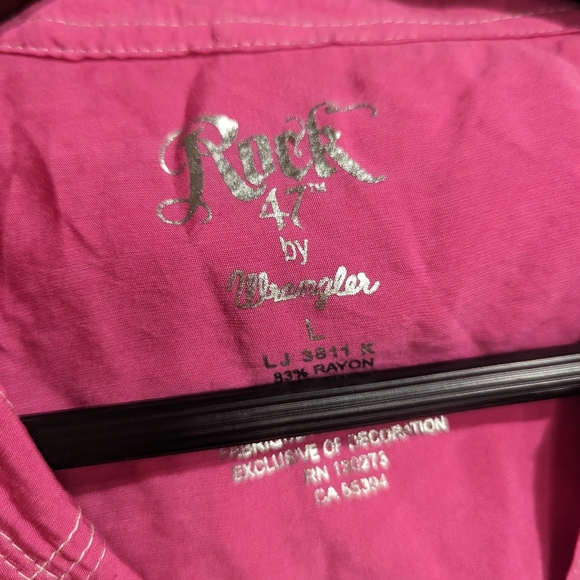 Wrangler 47 hot pink snap button embellished western top L - Picture 4 of 5